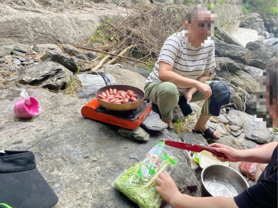 國有林地內倘有烹煮需求，應使用可控制火源的卡式爐、汽化爐 (林業保育署新竹分署提供)